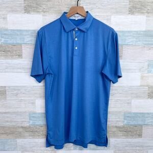 Peter Millar Summer Comfort Tech Golf Polo Shirt Blue Short Sleeve Mens Medium